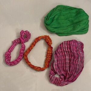 Made In Guatemala Headbands Vibrant Pink and Green Hair Accessories Set